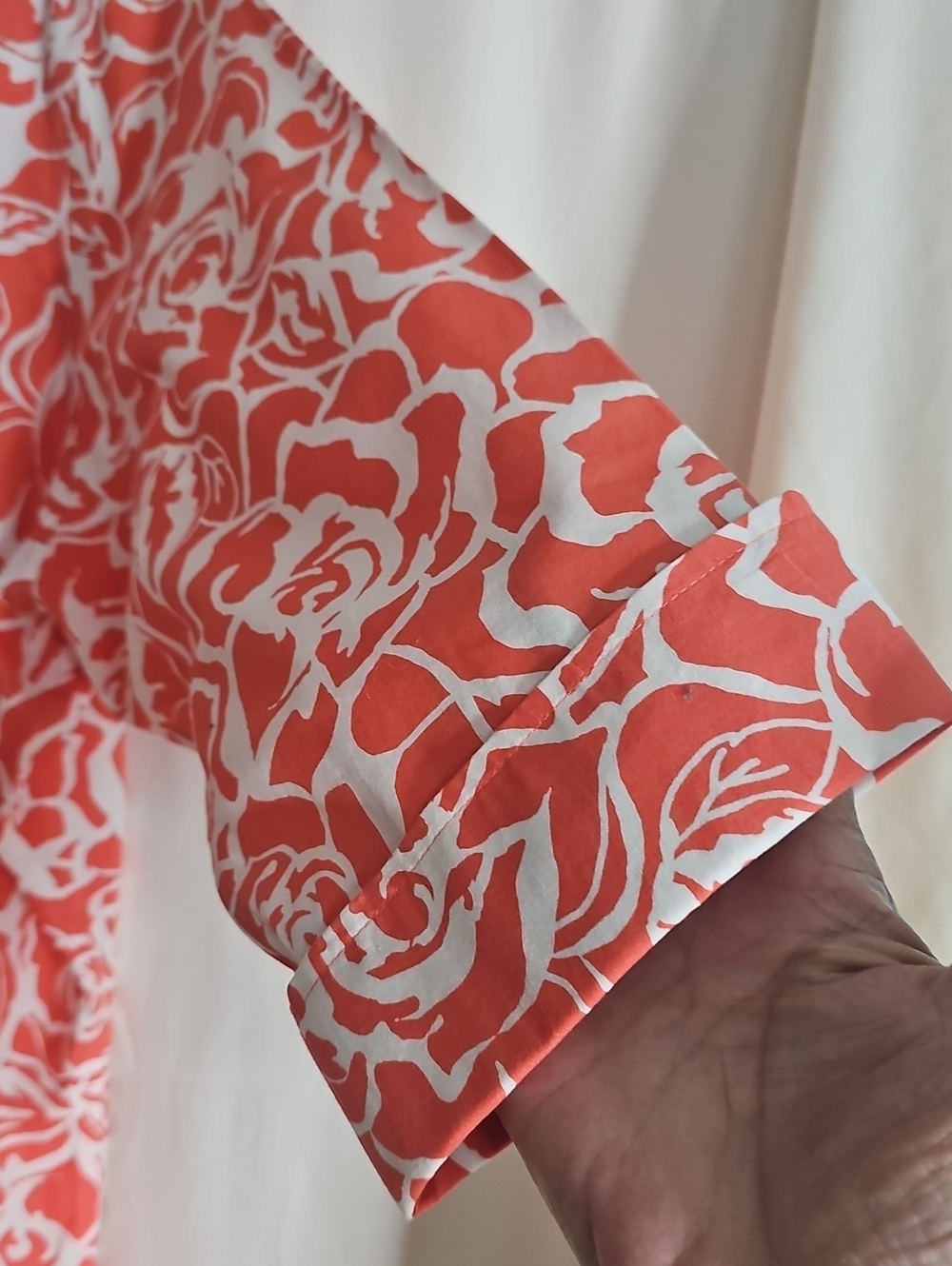 Coldwater Creek Coral Rose Print Button-Down Blouse - Picture 10 of 10